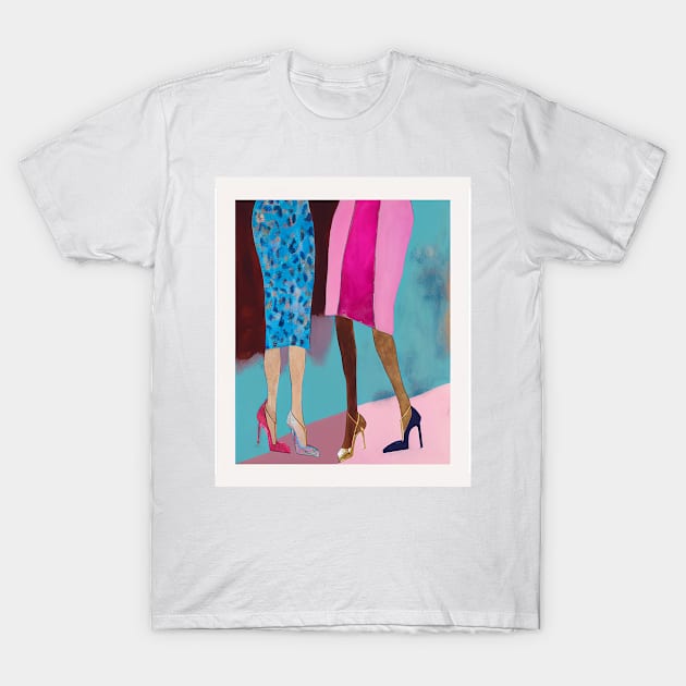 Fierce and Fearless, two woman wearing different shoes T-Shirt by Artventure1